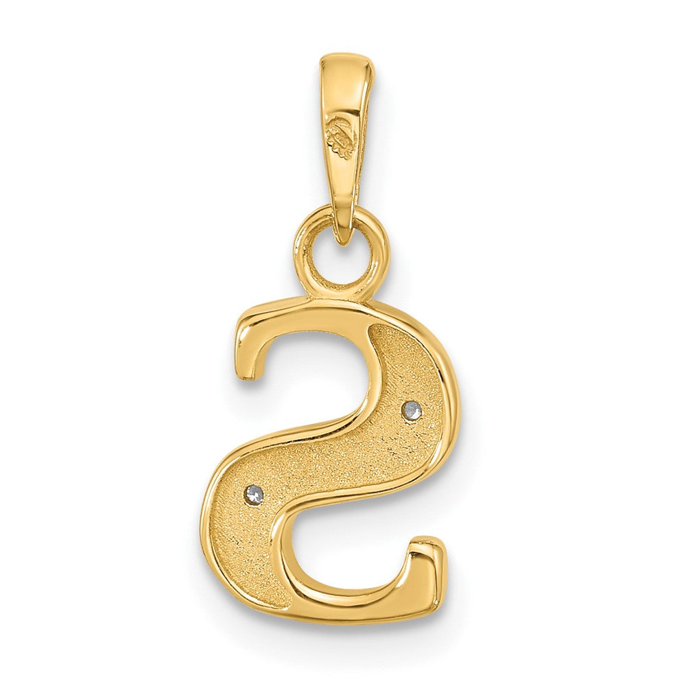 14K with Rhodium Diamond Letter S Initial Pendant