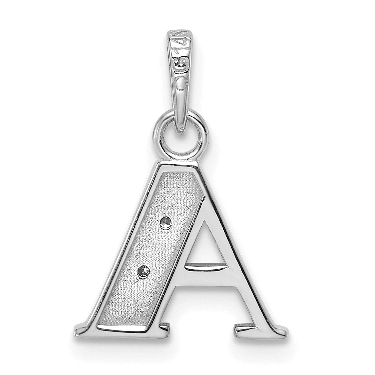 14K White Gold Diamond Letter A Initial Pendant