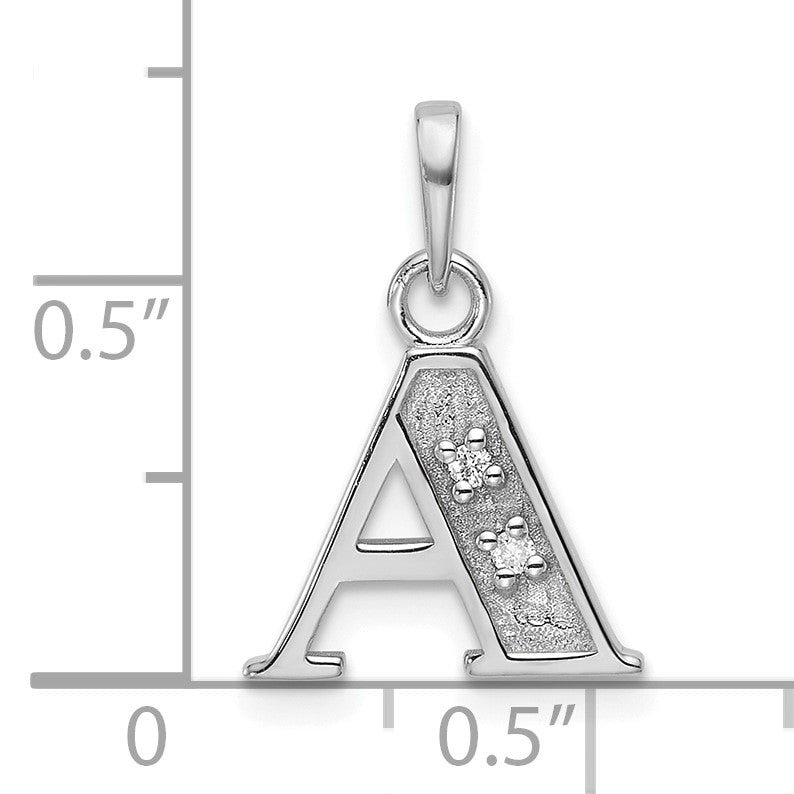 14K White Gold Diamond Letter A Initial Pendant
