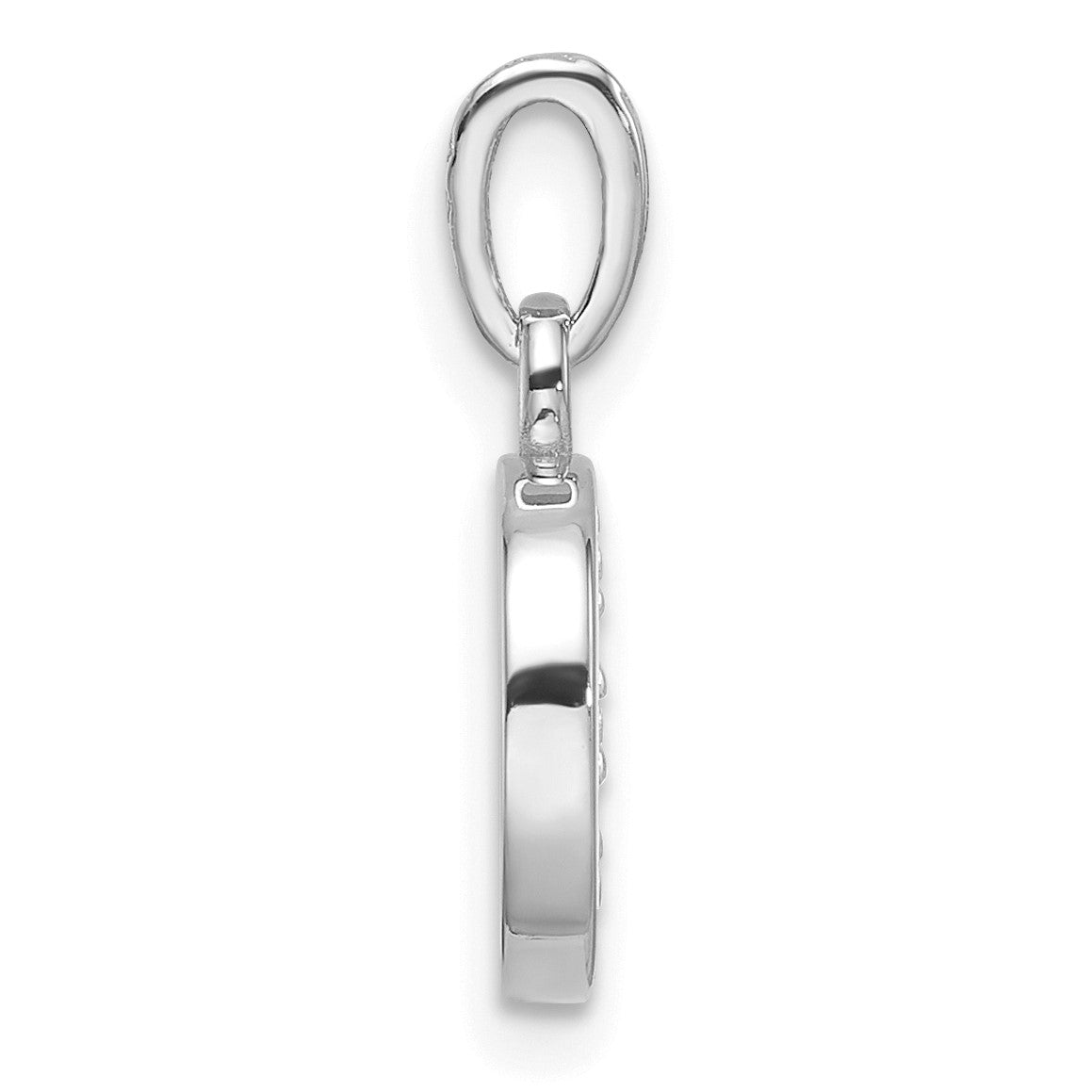 14K White Gold Diamond Letter D Initial Pendant