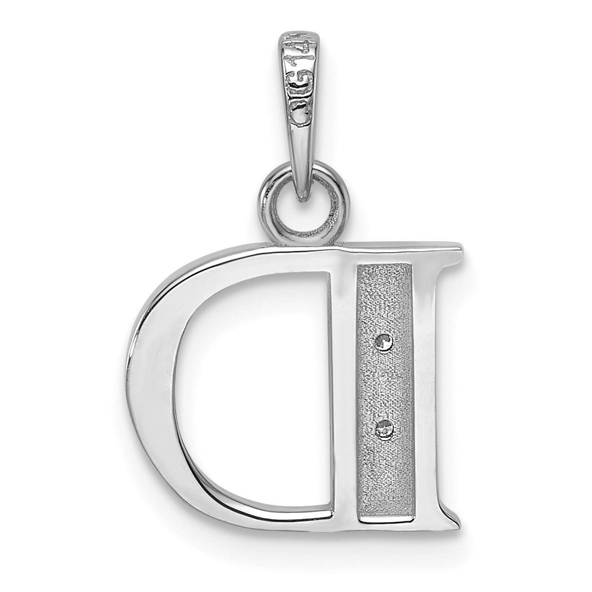 14K White Gold Diamond Letter D Initial Pendant