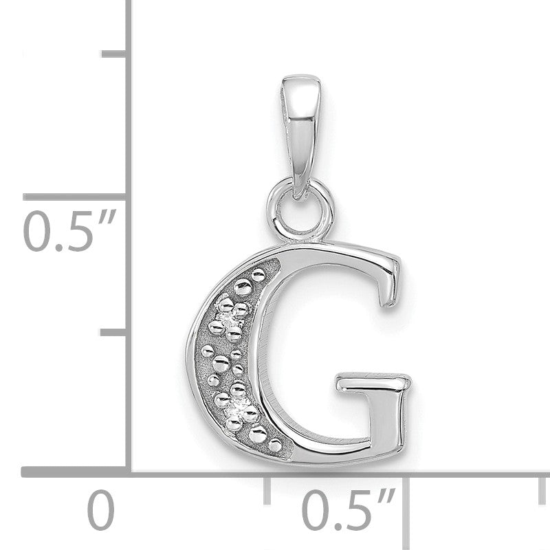 14K White Gold Diamond Letter G Initial Pendant