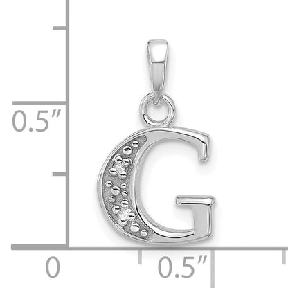 14K White Gold Diamond Letter G Initial Pendant