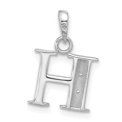 14K White Gold Diamond Letter H Initial Pendant