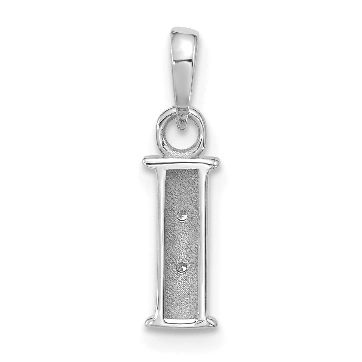 14K White Gold Diamond Letter I Initial Pendant