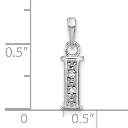 14K White Gold Diamond Letter I Initial Pendant