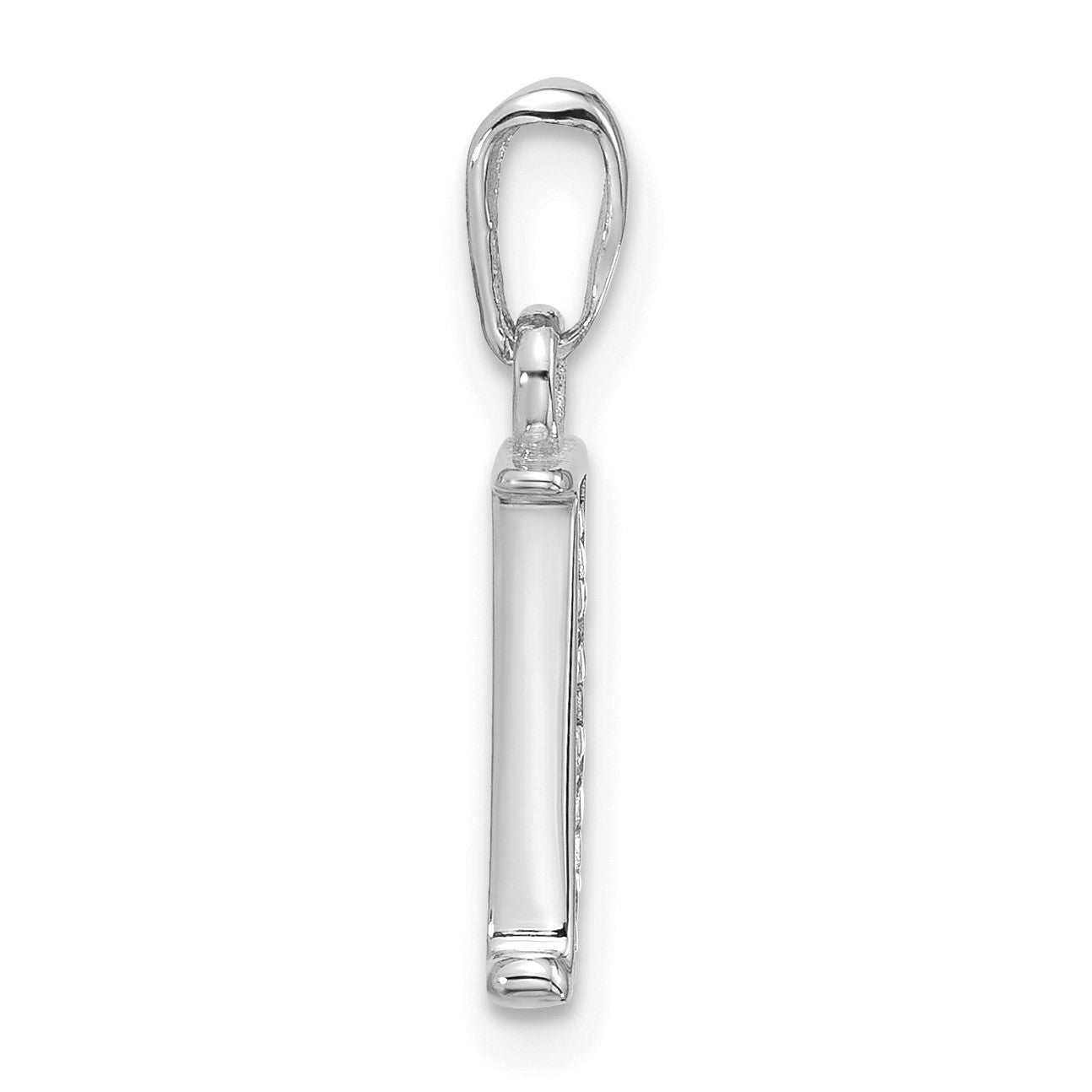 14K White Gold Diamond Letter J Initial Pendant