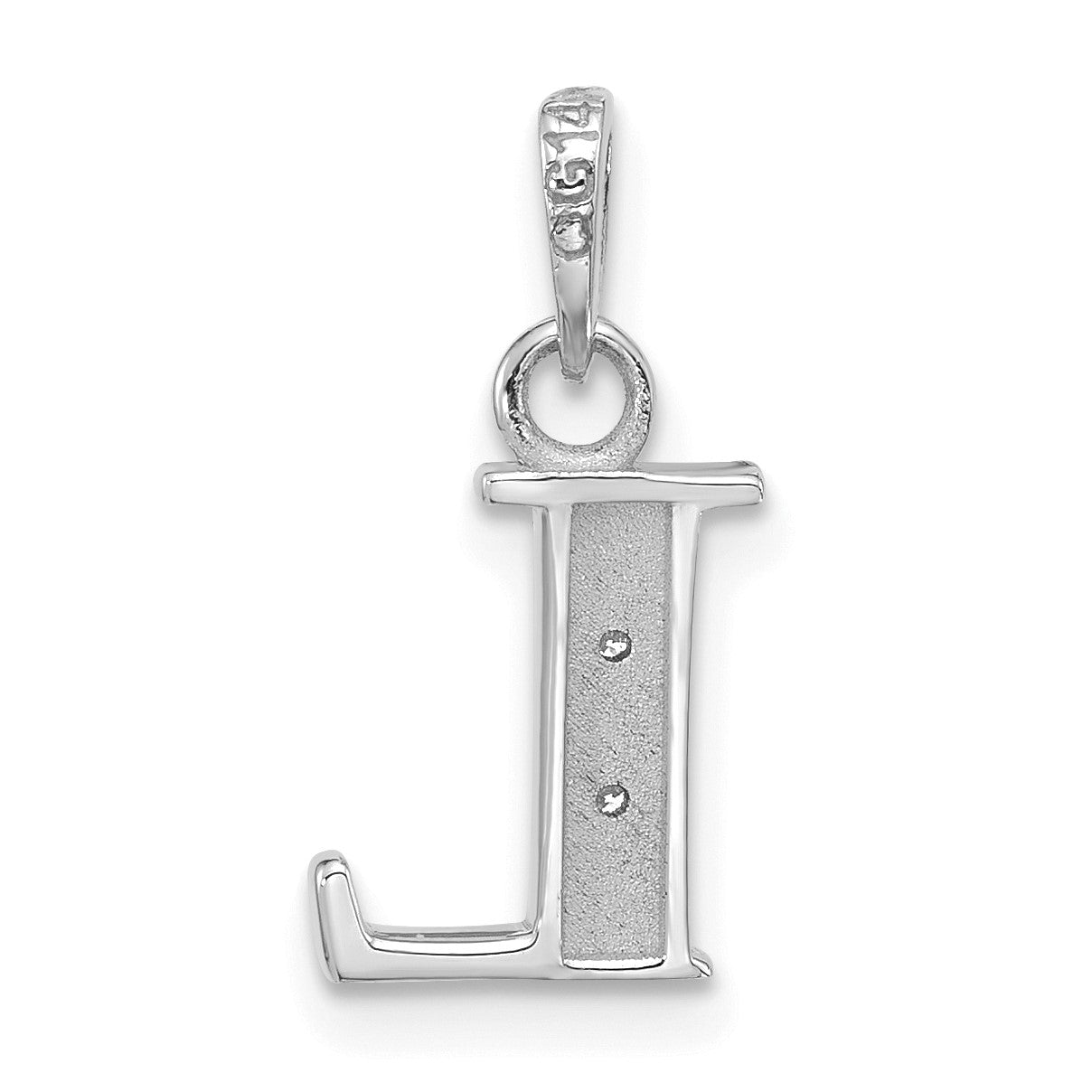 14K White Gold Diamond Letter L Initial Pendant