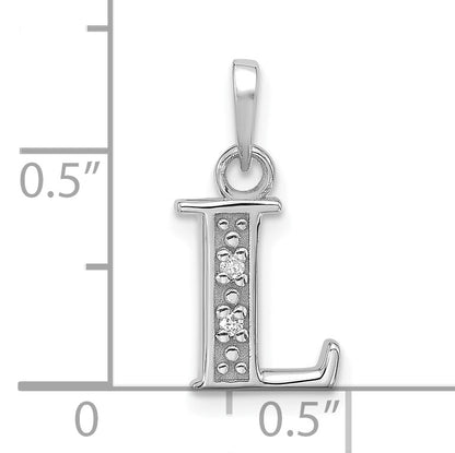 14K White Gold Diamond Letter L Initial Pendant
