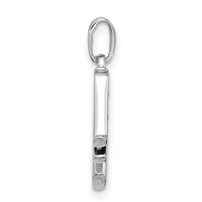 14K White Gold Diamond Letter M Initial Pendant