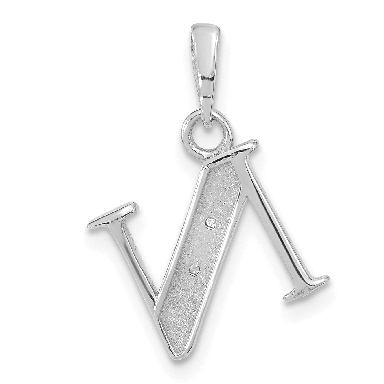 14K White Gold Diamond Letter N Initial Pendant