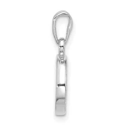 14K White Gold Diamond Letter O Initial Pendant