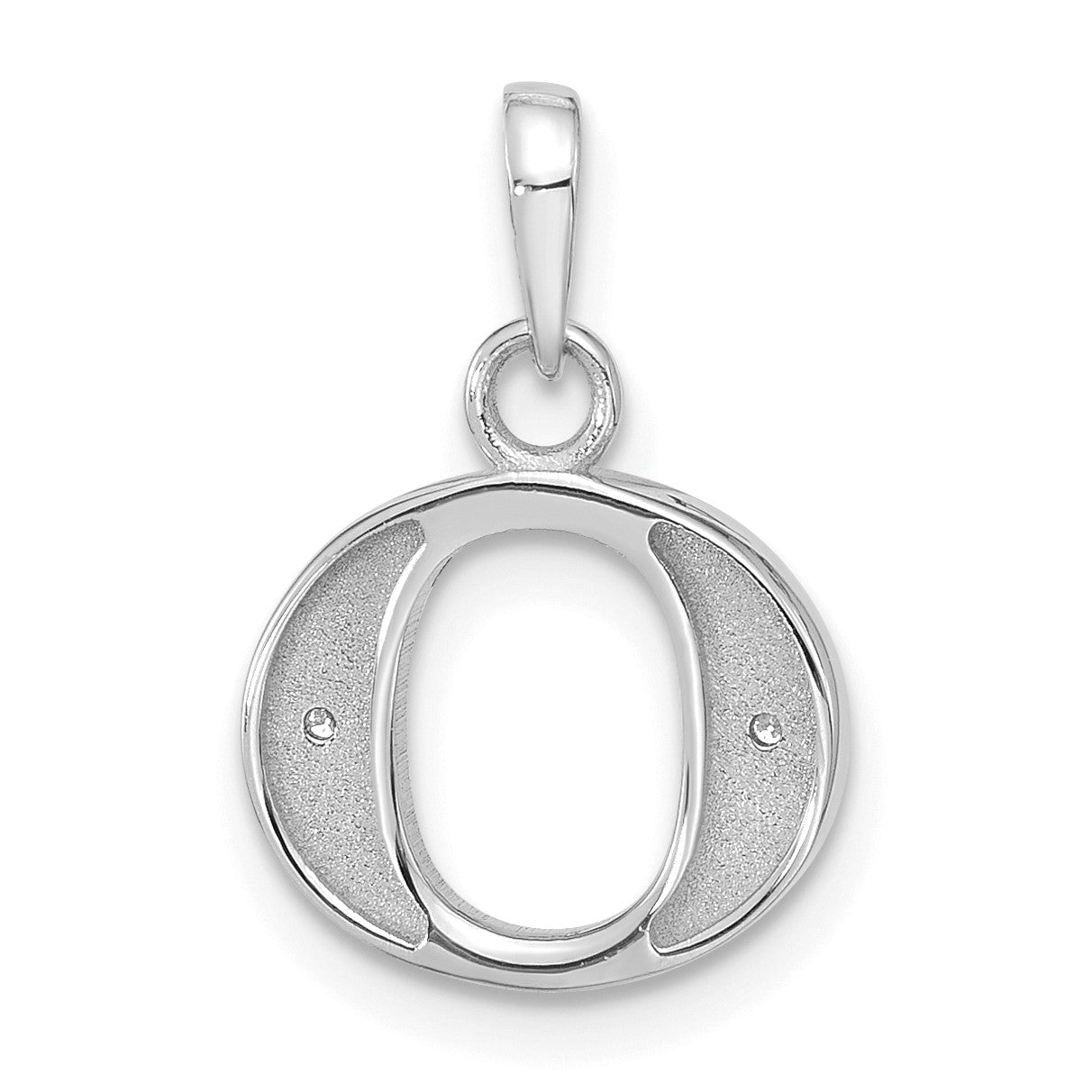 14K White Gold Diamond Letter O Initial Pendant