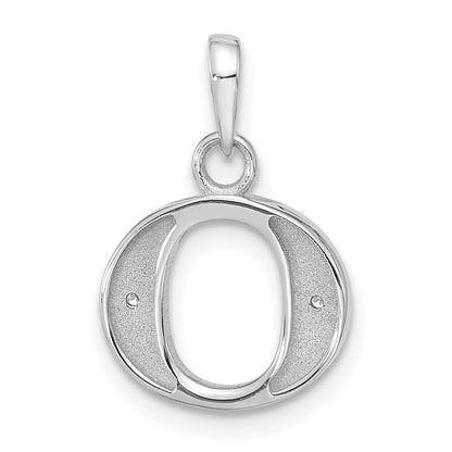14K White Gold Diamond Letter O Initial Pendant