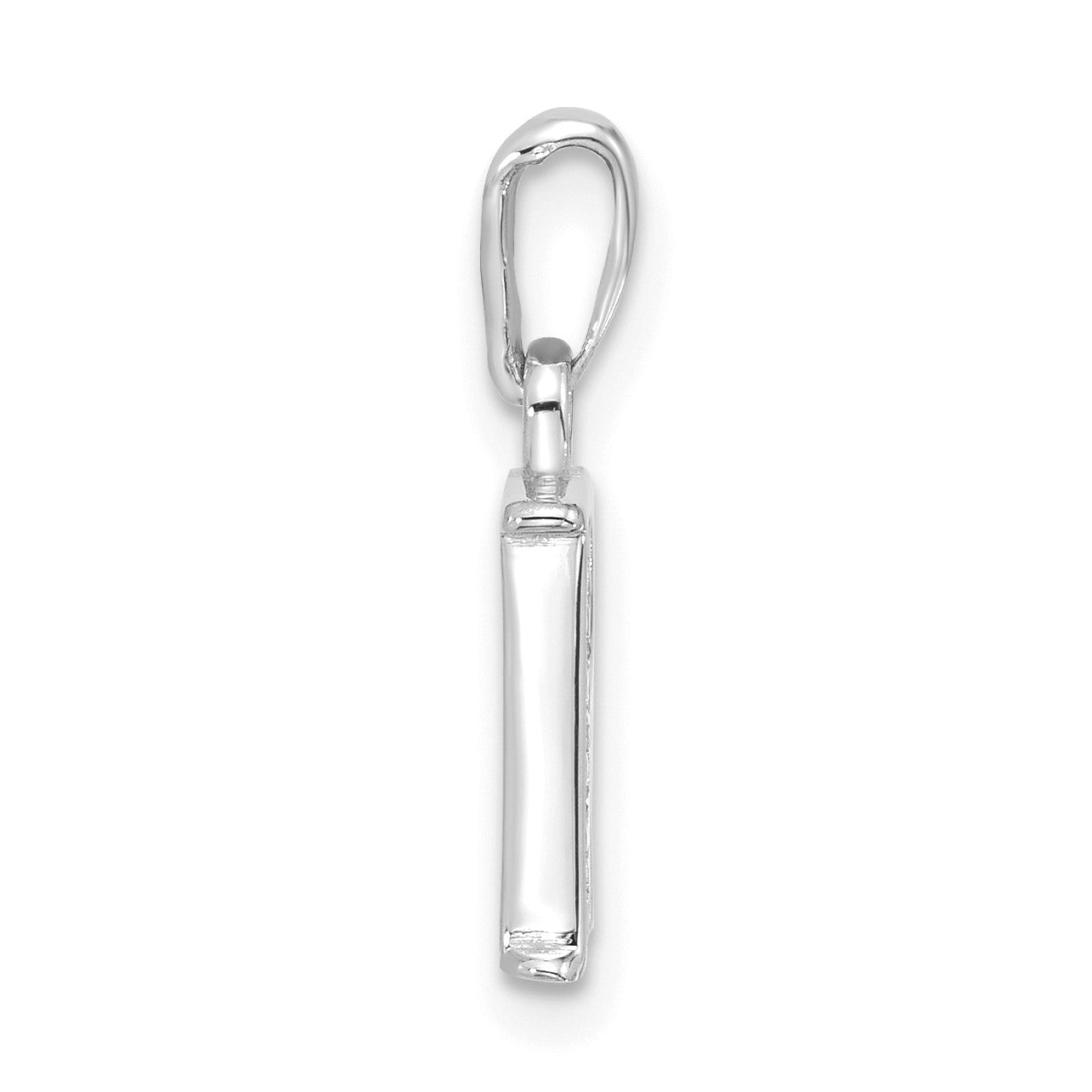 14K White Gold Diamond Letter R Initial Pendant