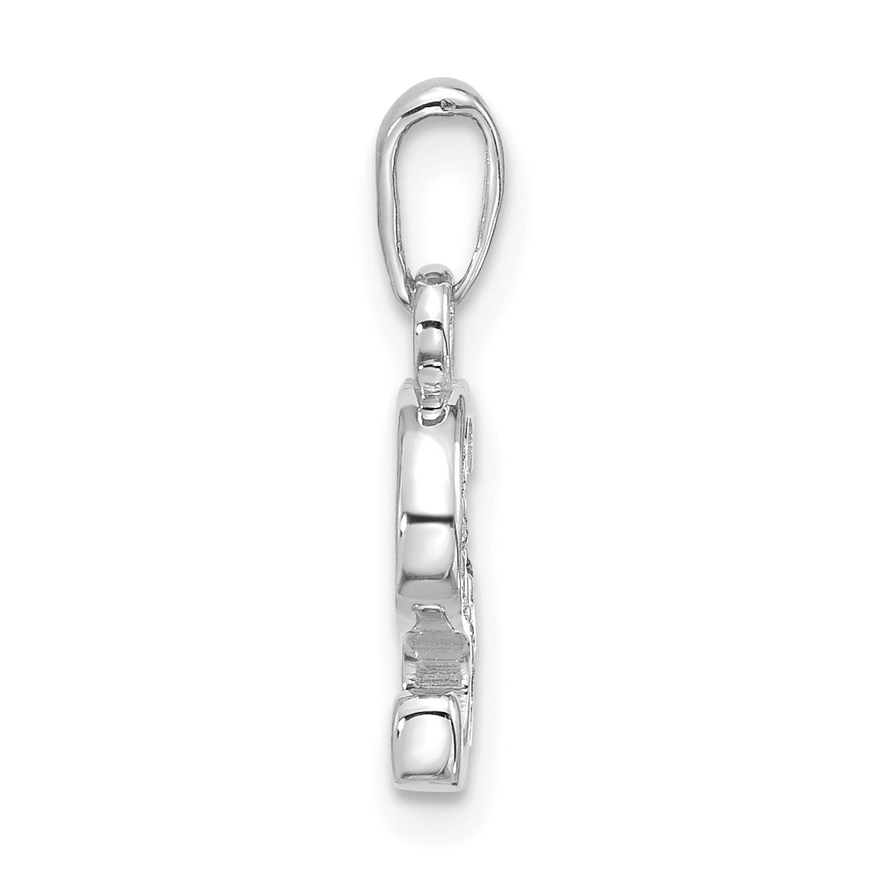 14K White Gold Diamond Letter S Initial Pendant