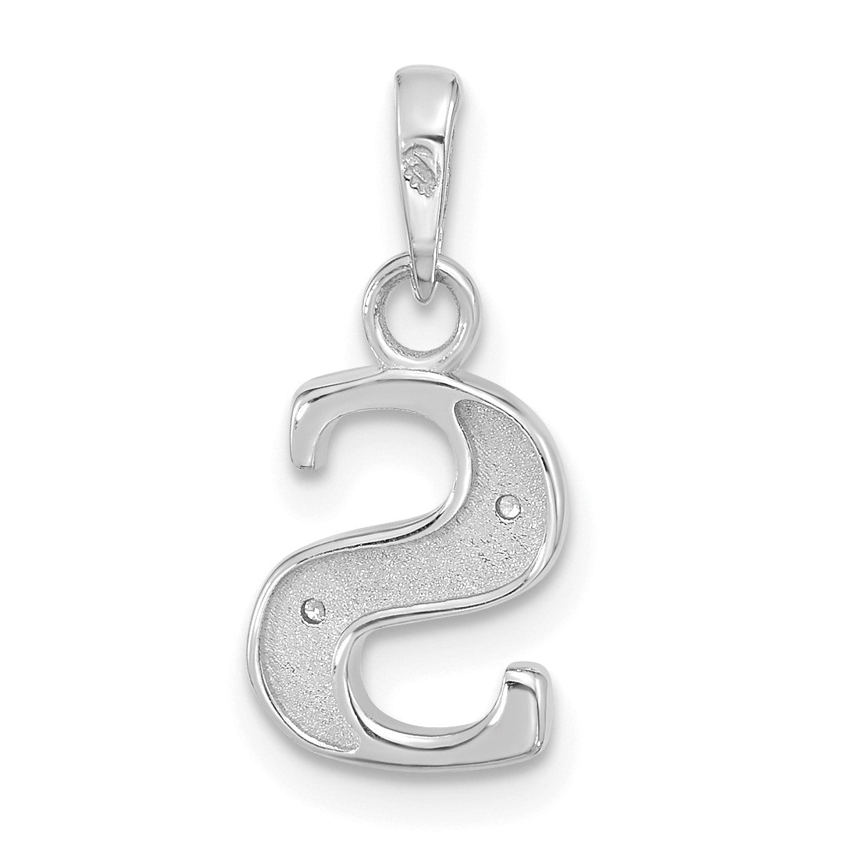 14K White Gold Diamond Letter S Initial Pendant