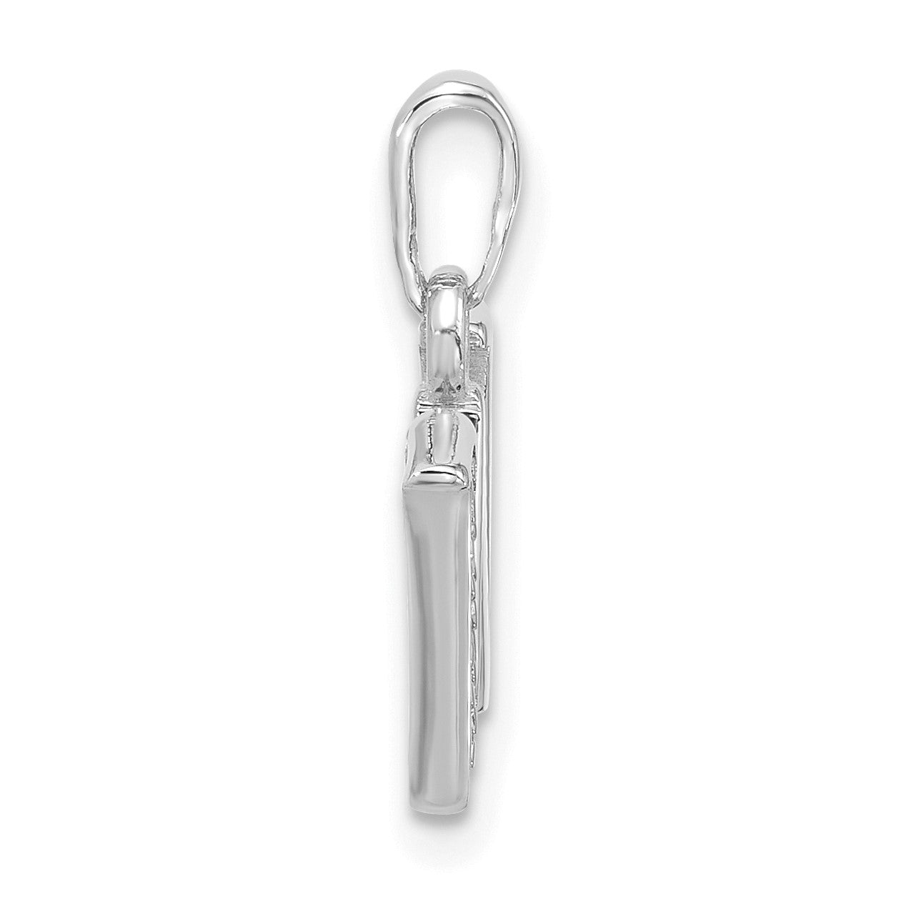 14K White Gold Diamond Letter W Initial Pendant