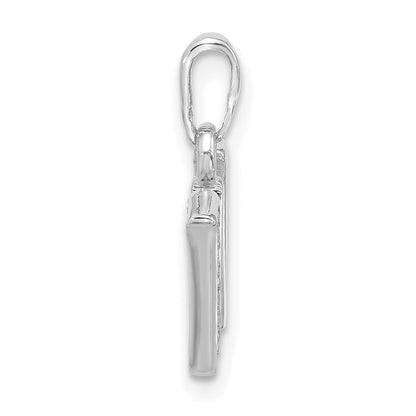 14K White Gold Diamond Letter W Initial Pendant