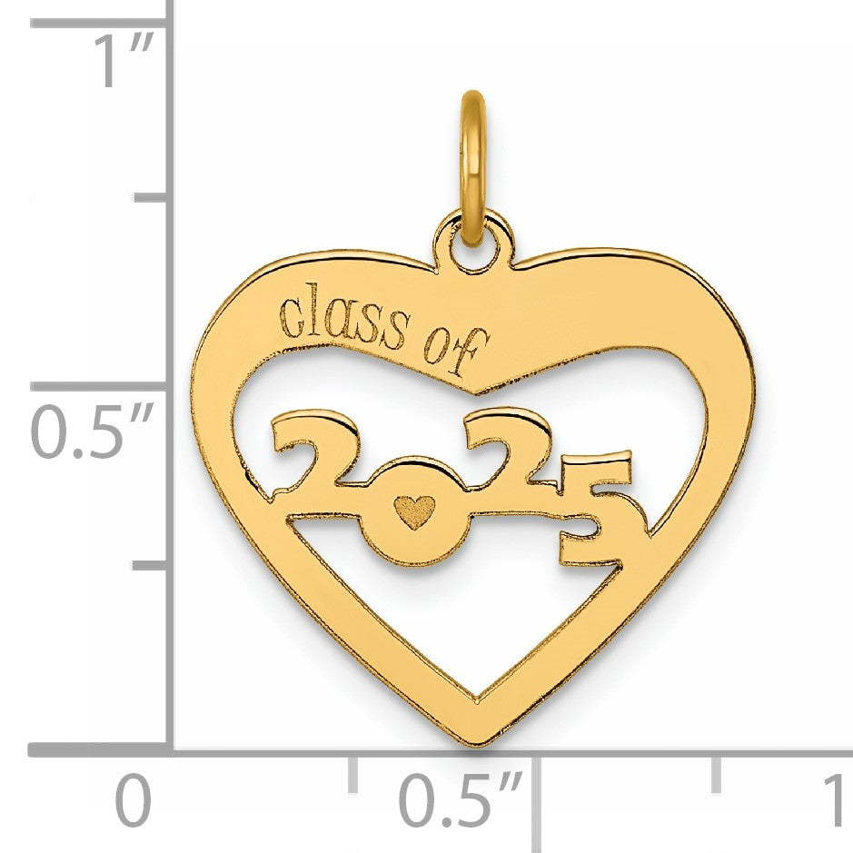 14K Polished CLASS OF 2025 Cut-Out Heart Charm