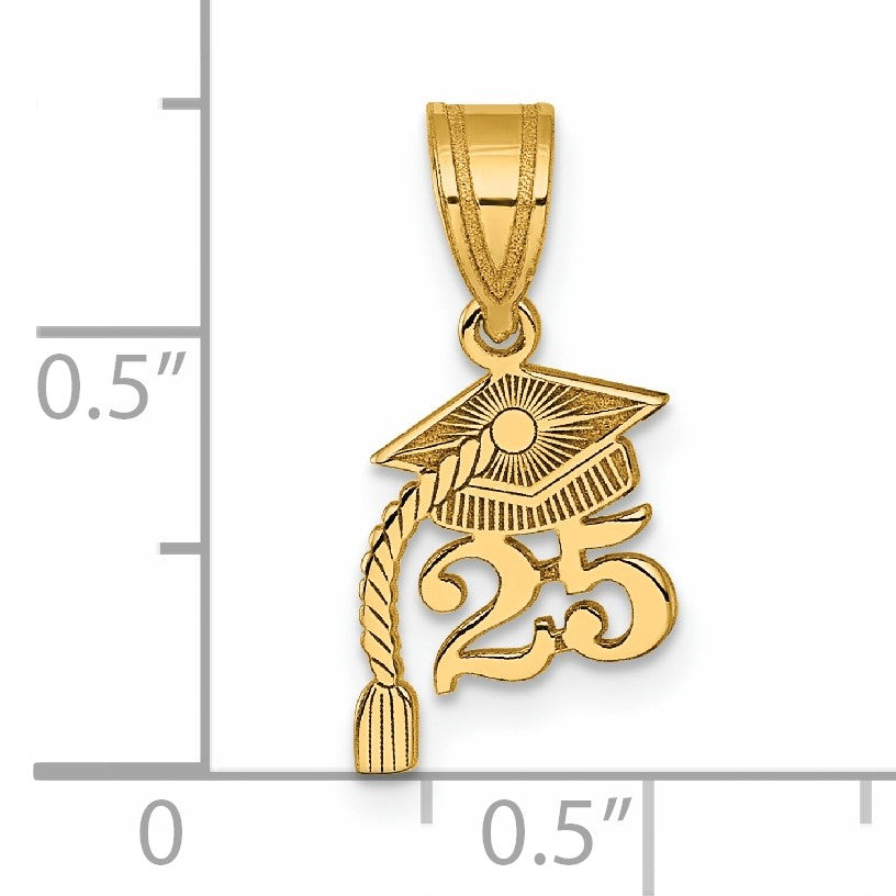 14K Graduation Cap 25 with Tassel Charm