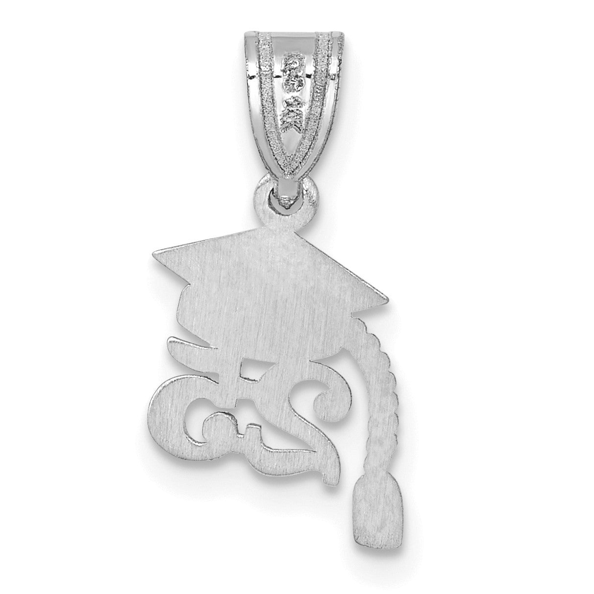 14K White Gold Graduation Cap 25 with Tassel Charm