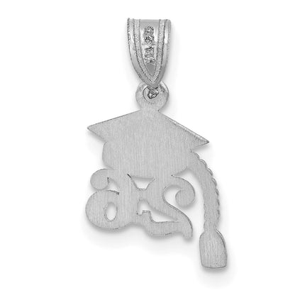 14K White Gold Graduation Cap 26 with Tassel Charm