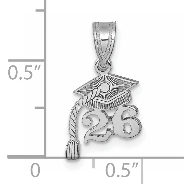 14K White Gold Graduation Cap 26 with Tassel Charm