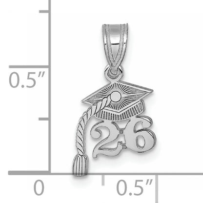 14K White Gold Graduation Cap 26 with Tassel Charm