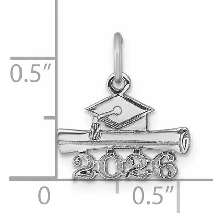 14K White Gold 2026 Graduation Cap and Diploma Charm