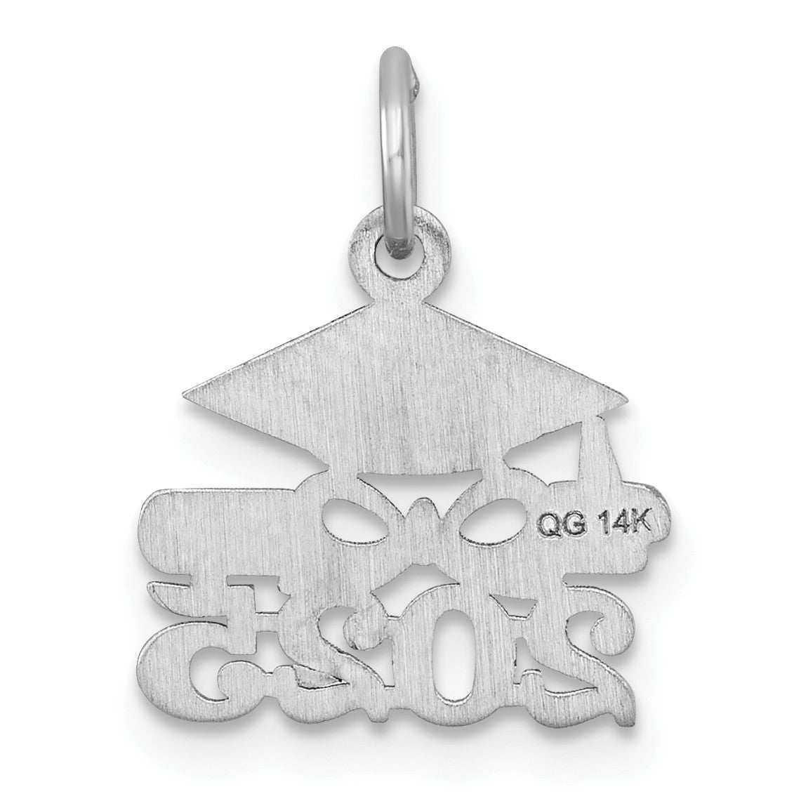 14K White Gold Graduation Cap and Diploma 2025 Charm
