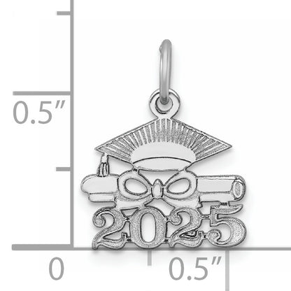14K White Gold Graduation Cap and Diploma 2025 Charm