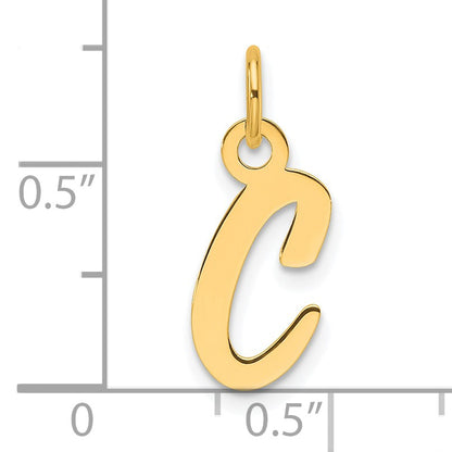 14k  Slanted Block Letter C Initial Charm