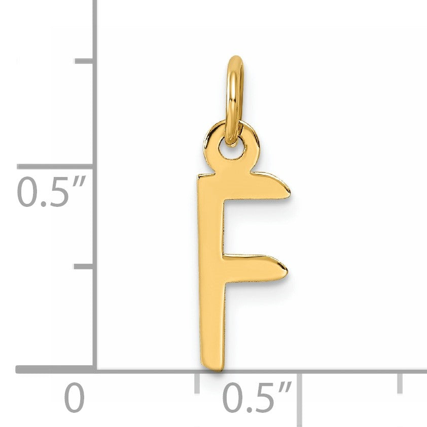 14K  Slanted Block Letter F Initial Charm