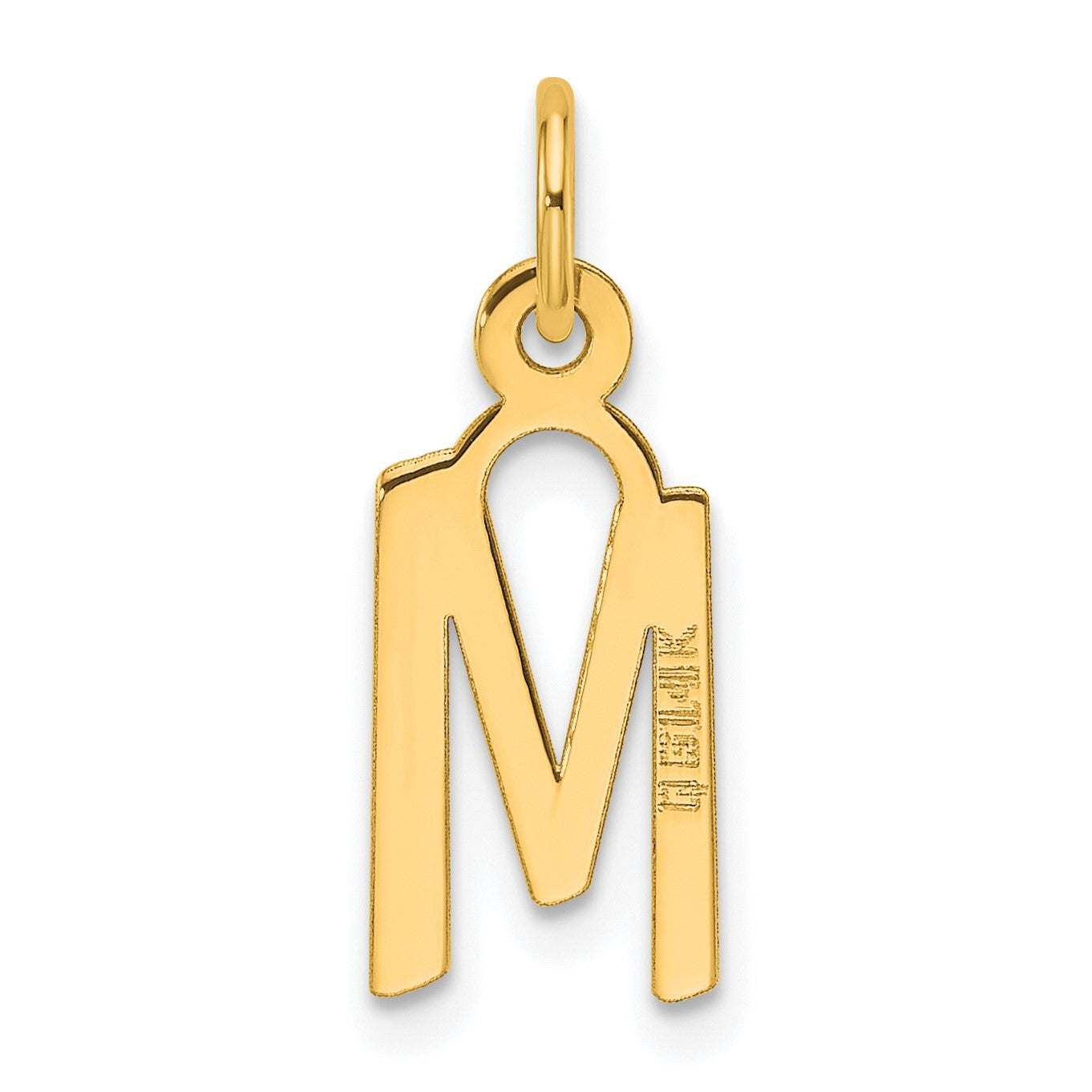 14K  Slanted Block Letter M Initial Charm