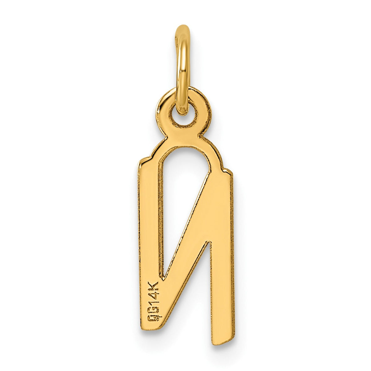 14K  Slanted Block Letter N Initial Charm