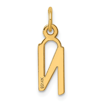14K  Slanted Block Letter N Initial Charm