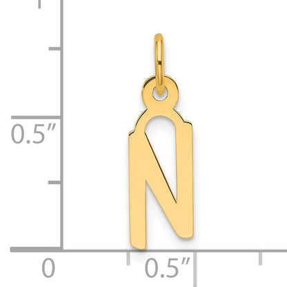 14K  Slanted Block Letter N Initial Charm
