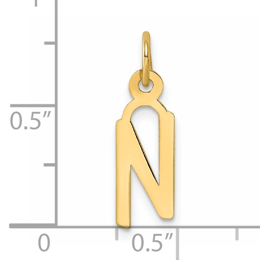 14K  Slanted Block Letter N Initial Charm