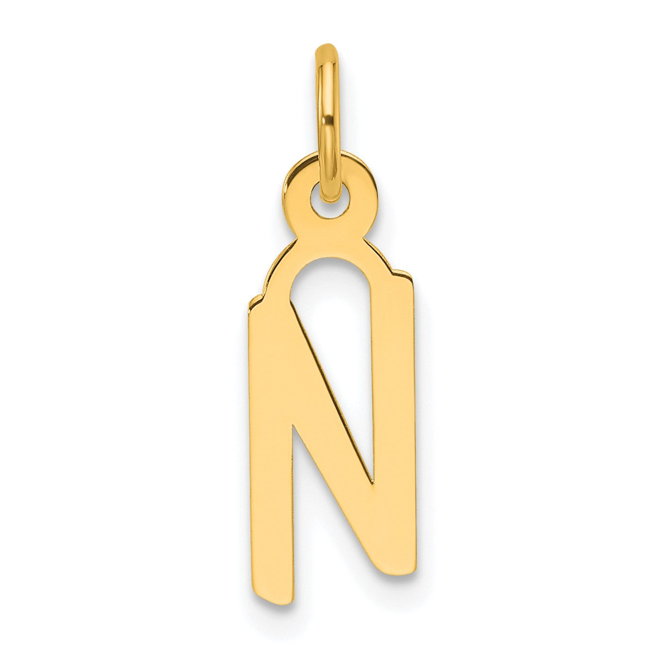 14K  Slanted Block Letter N Initial Charm
