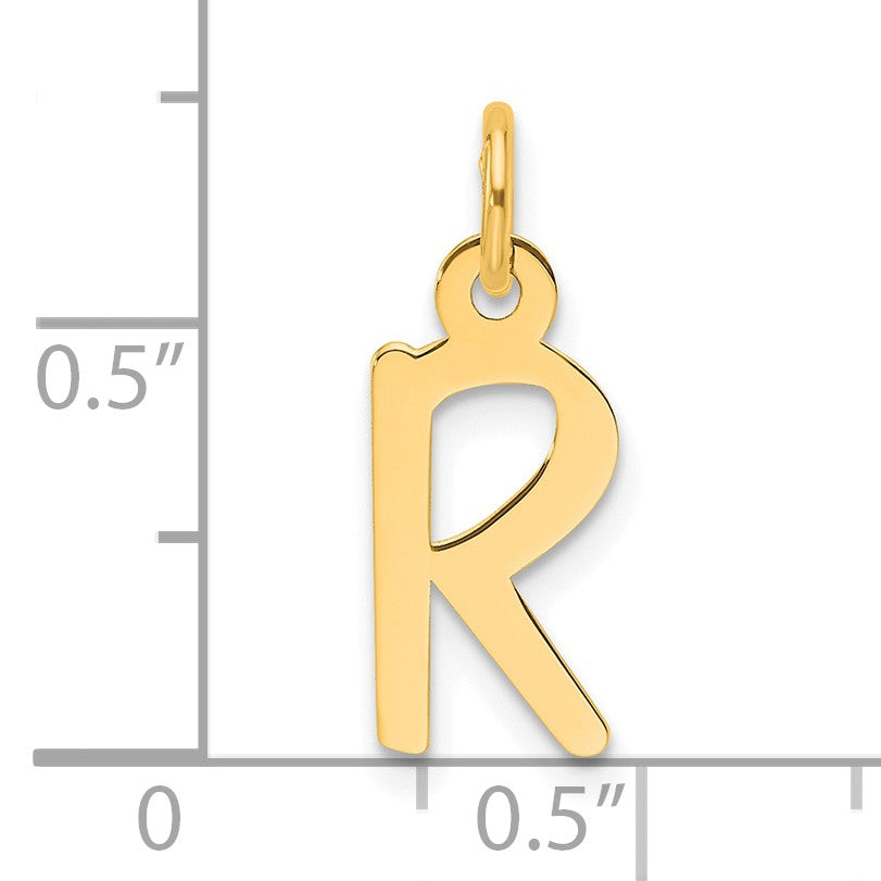 14K  Slanted Block Letter R Initial Charm
