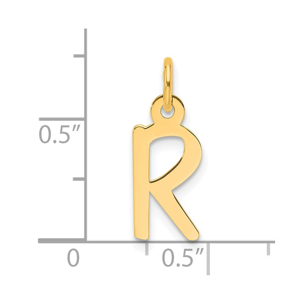 14K  Slanted Block Letter R Initial Charm