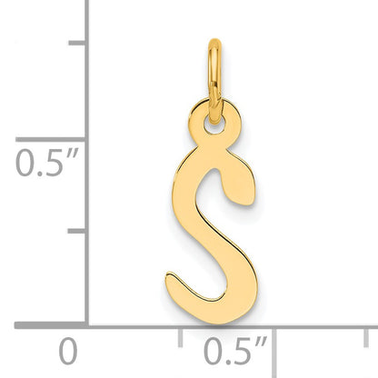 14K  Slanted Block Letter S Initial Charm