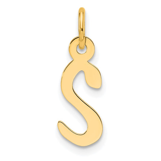 14K  Slanted Block Letter S Initial Charm