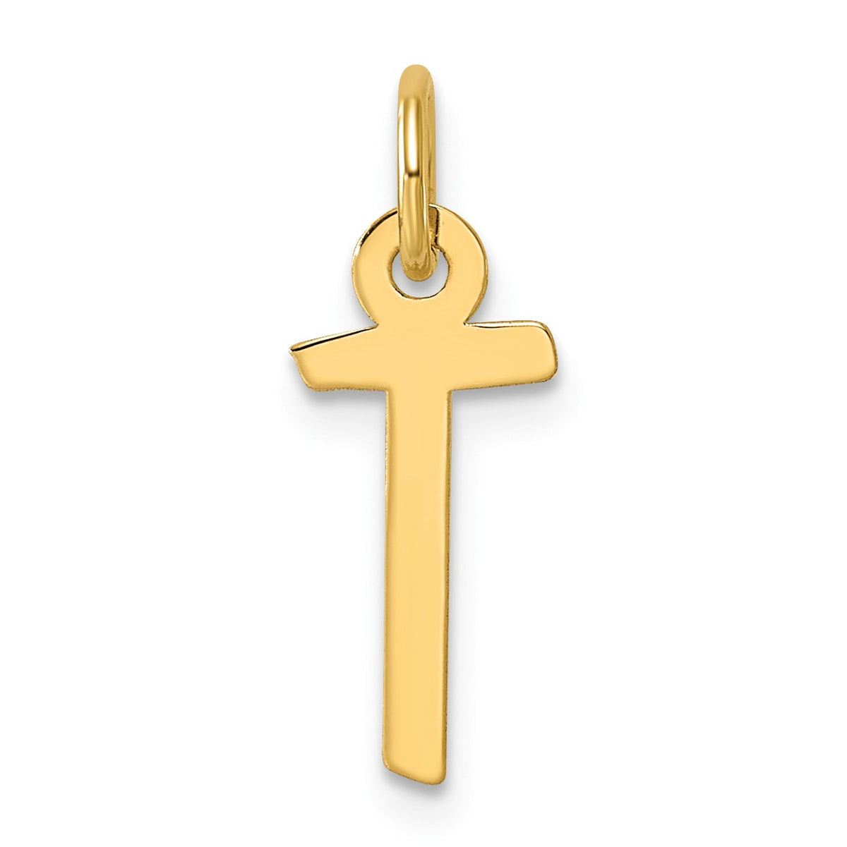 14K  Slanted Block Letter T Initial Charm