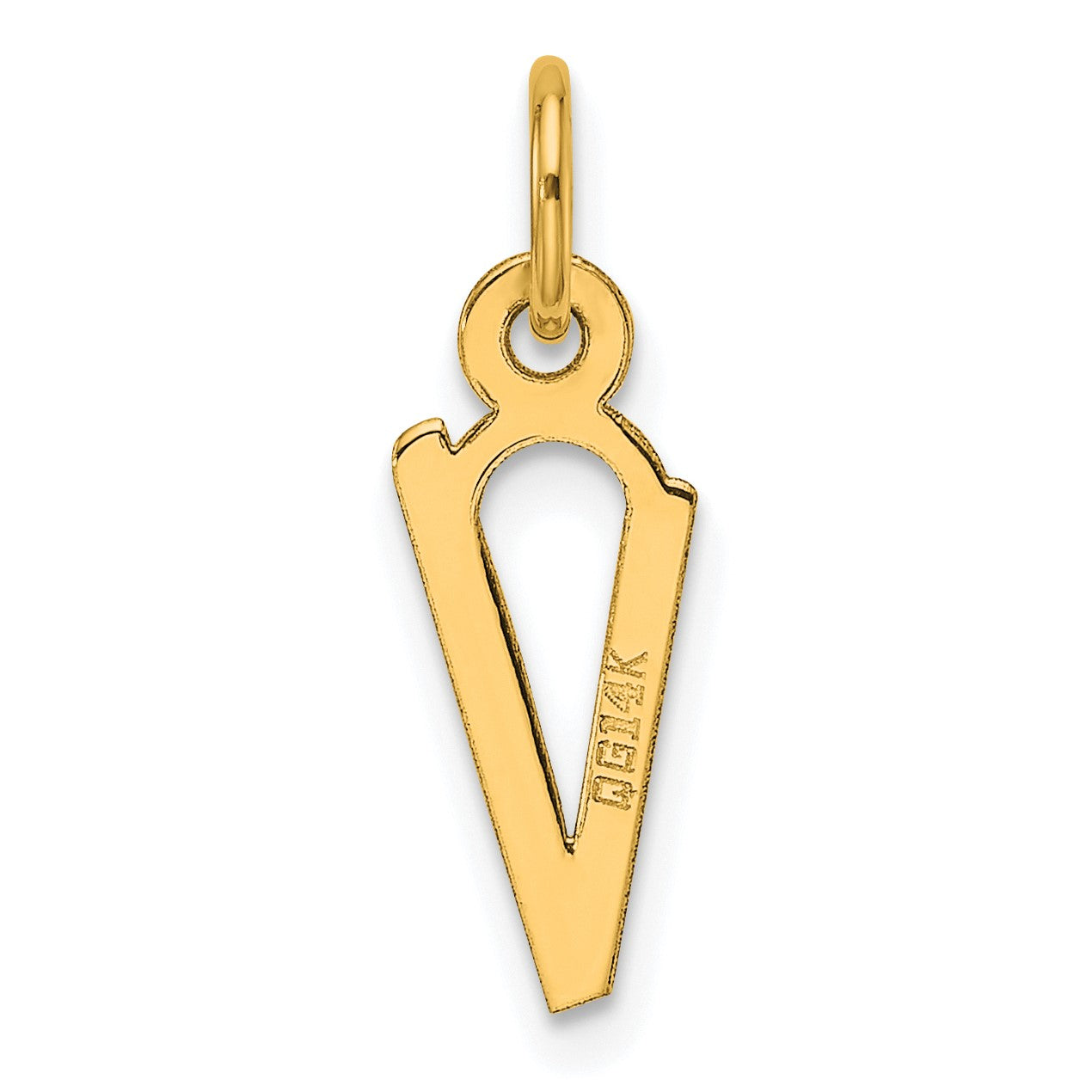 14K  Slanted Block Letter V Initial Charm