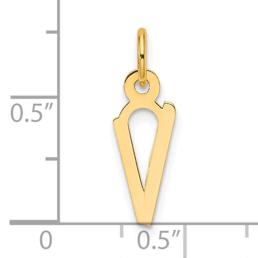 14K  Slanted Block Letter V Initial Charm