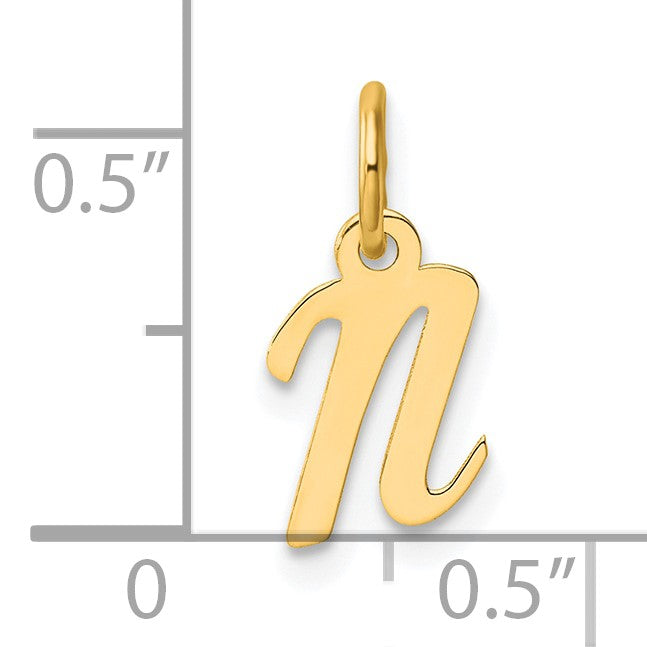 14K Small Script Letter N Initial Charm