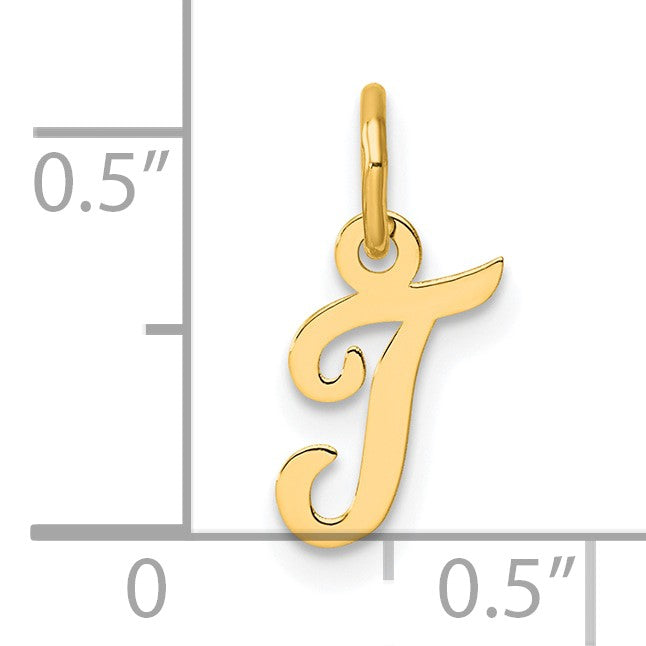 14K Small Script Letter T Initial Charm