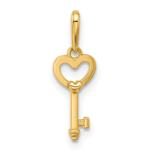 14k Polished Heart Key Pendant